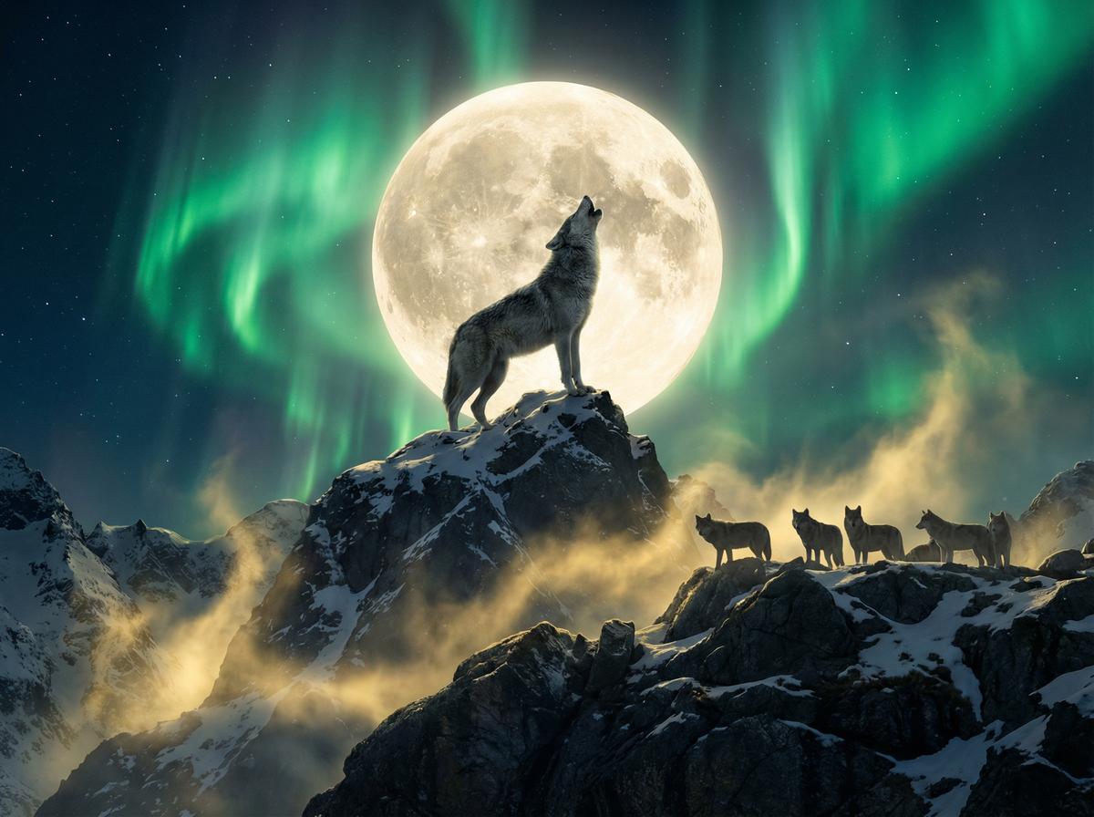 推特-灰狼月夜嚎叫视频